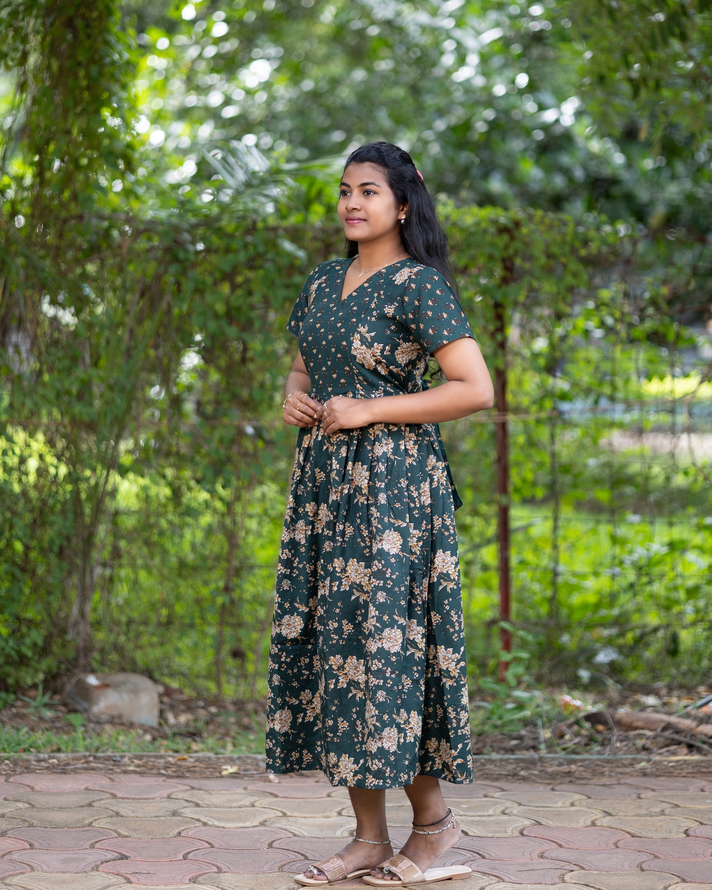 Feeding Women's Maxi Nighty – Full-Length Nightwear-Dark Green