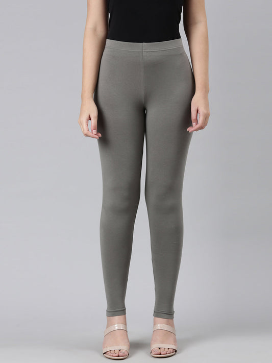 Grey Ankle Fit Leggings for Women