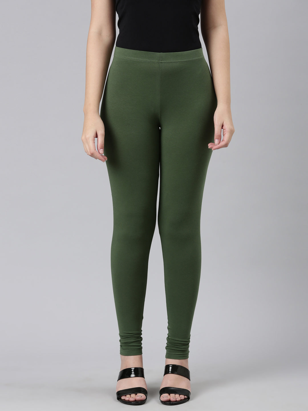 Bottle Green Ankle Fit Leggings for Women
