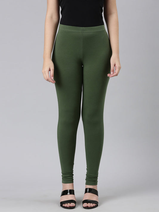 Bottle Green Ankle Fit Leggings for Women