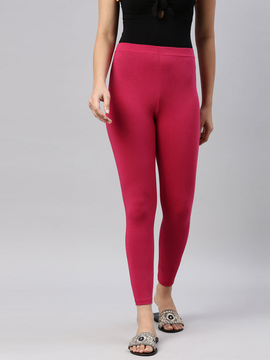 Dark Pink Ankle Fit Leggings for Women