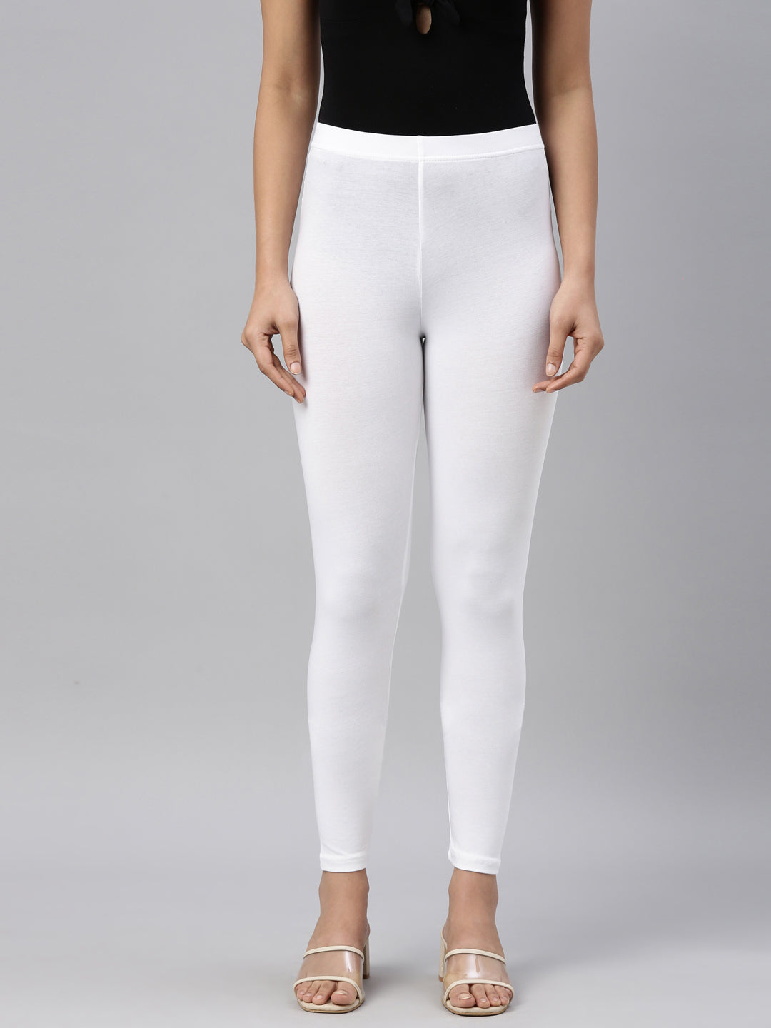 White Ankle Fit Leggings for Women