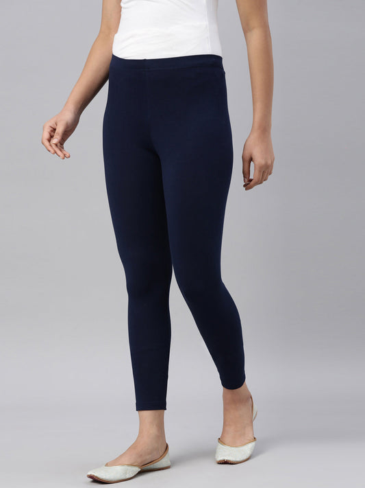 Navy Blue Ankle Fit Leggings for Women