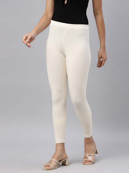Half White Ankle Fit Leggings for Women