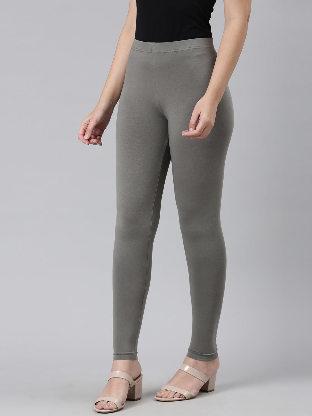 Grey Ankle Fit Leggings for Women