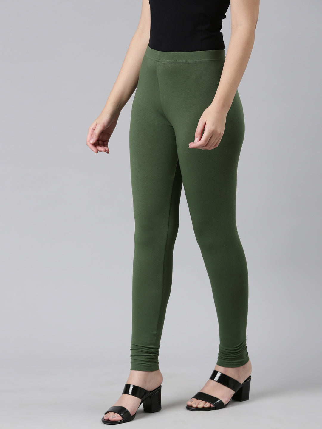 Bottle Green Ankle Fit Leggings for Women