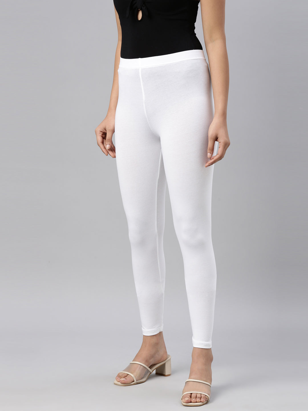White Ankle Fit Leggings for Women
