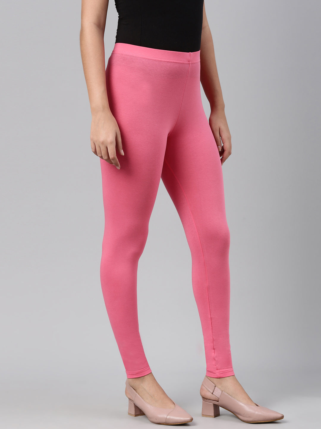 Light Pink Ankle Fit Leggings for Women