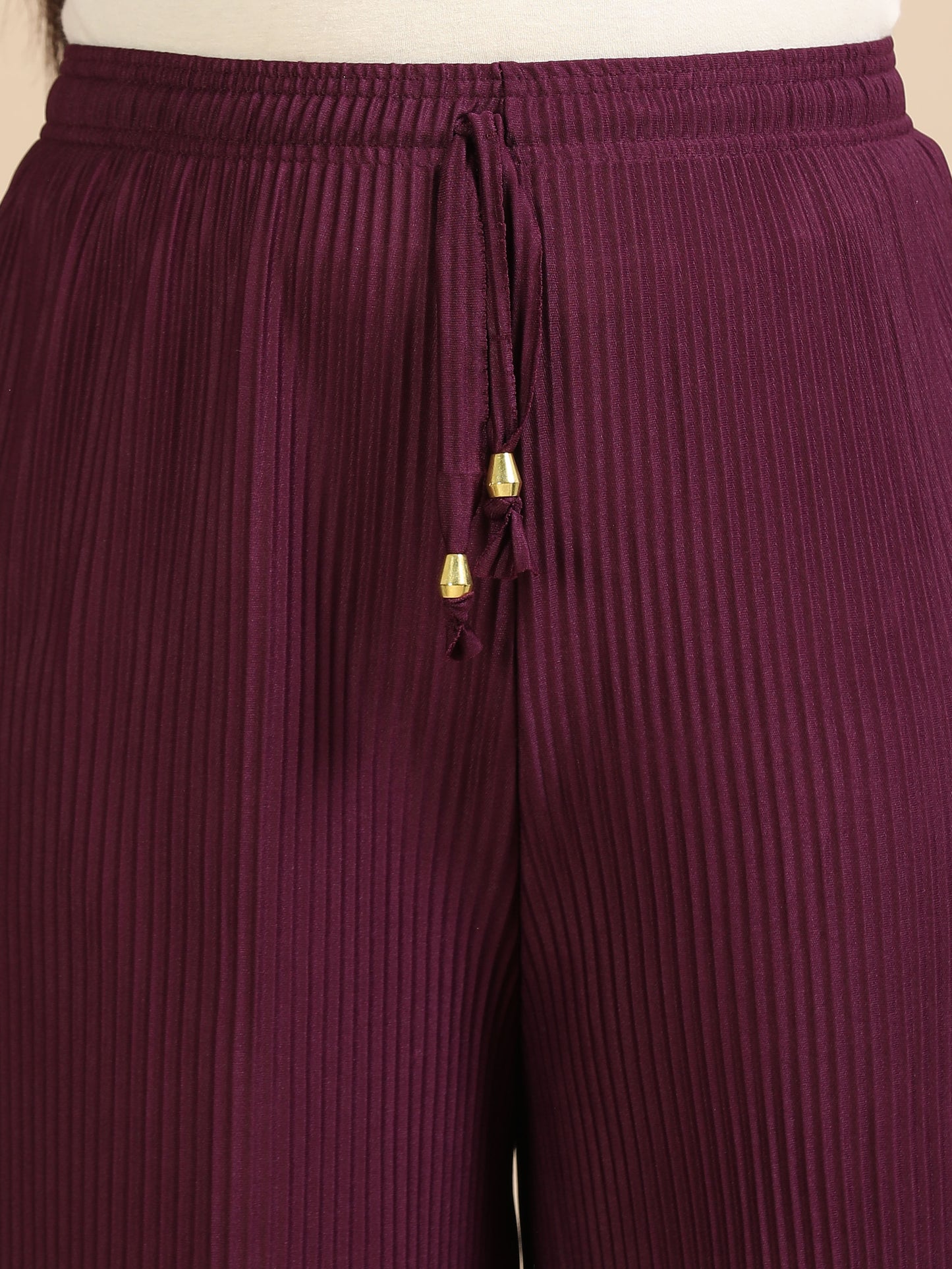 Wine Pleated Palazzo Pants