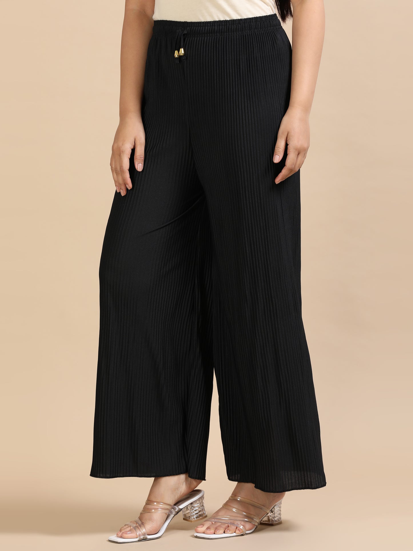 Classic Black Pleated Palazzo Pants
