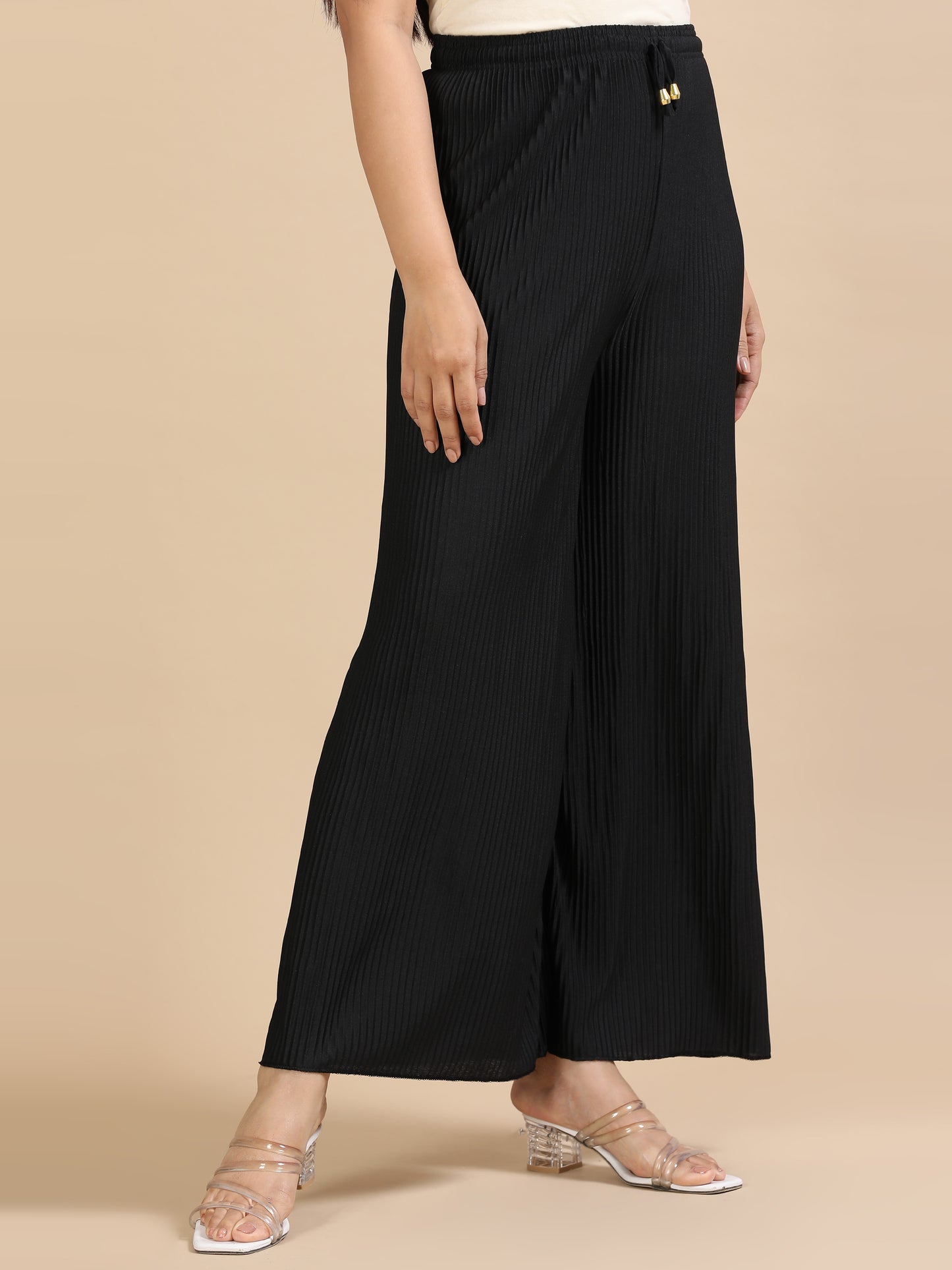 Classic Black Pleated Palazzo Pants