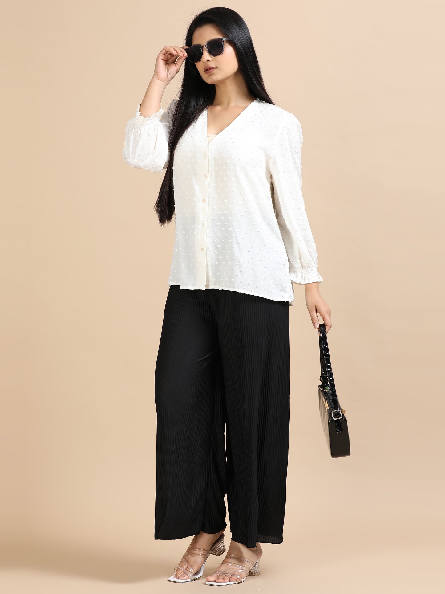 Classic Black Pleated Palazzo Pants