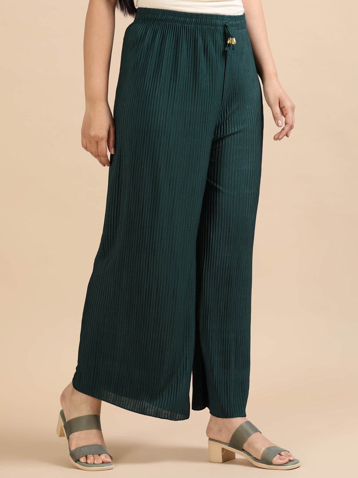 Emerald Green Pleated Palazzo Pants
