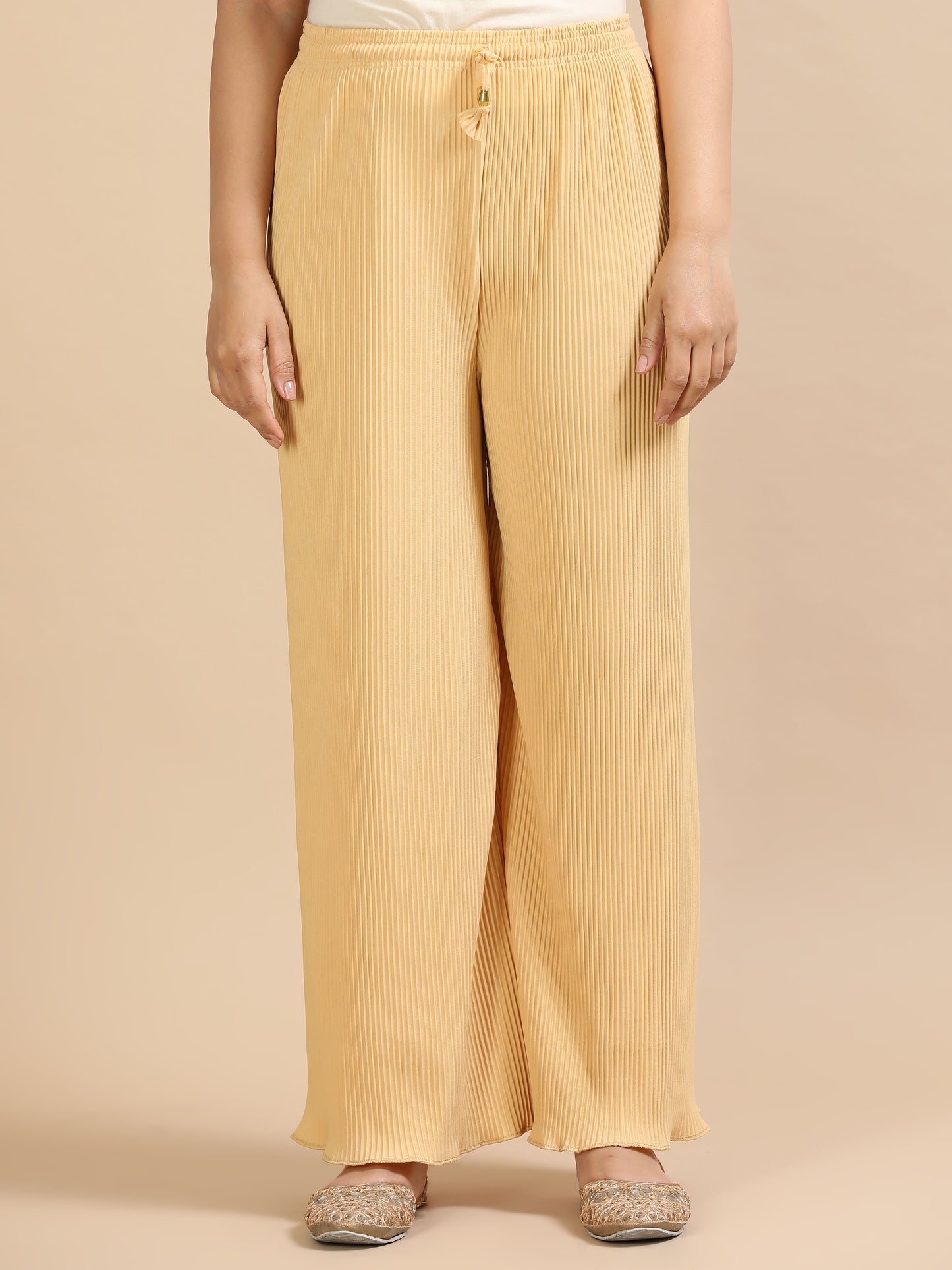 Women’s Solid Pleated Wide-Leg Palazzo Pants
