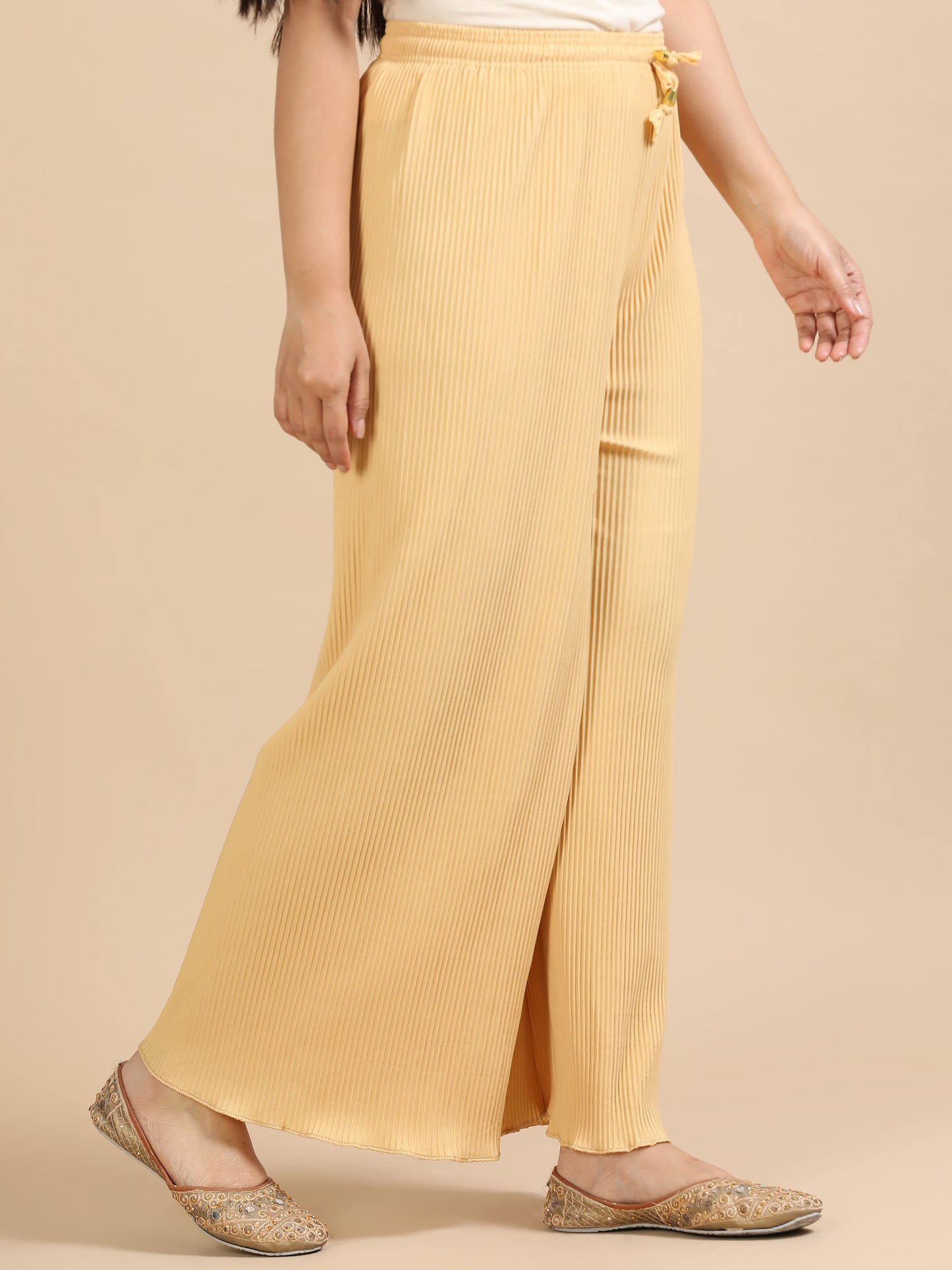 Women’s Solid Pleated Wide-Leg Palazzo Pants