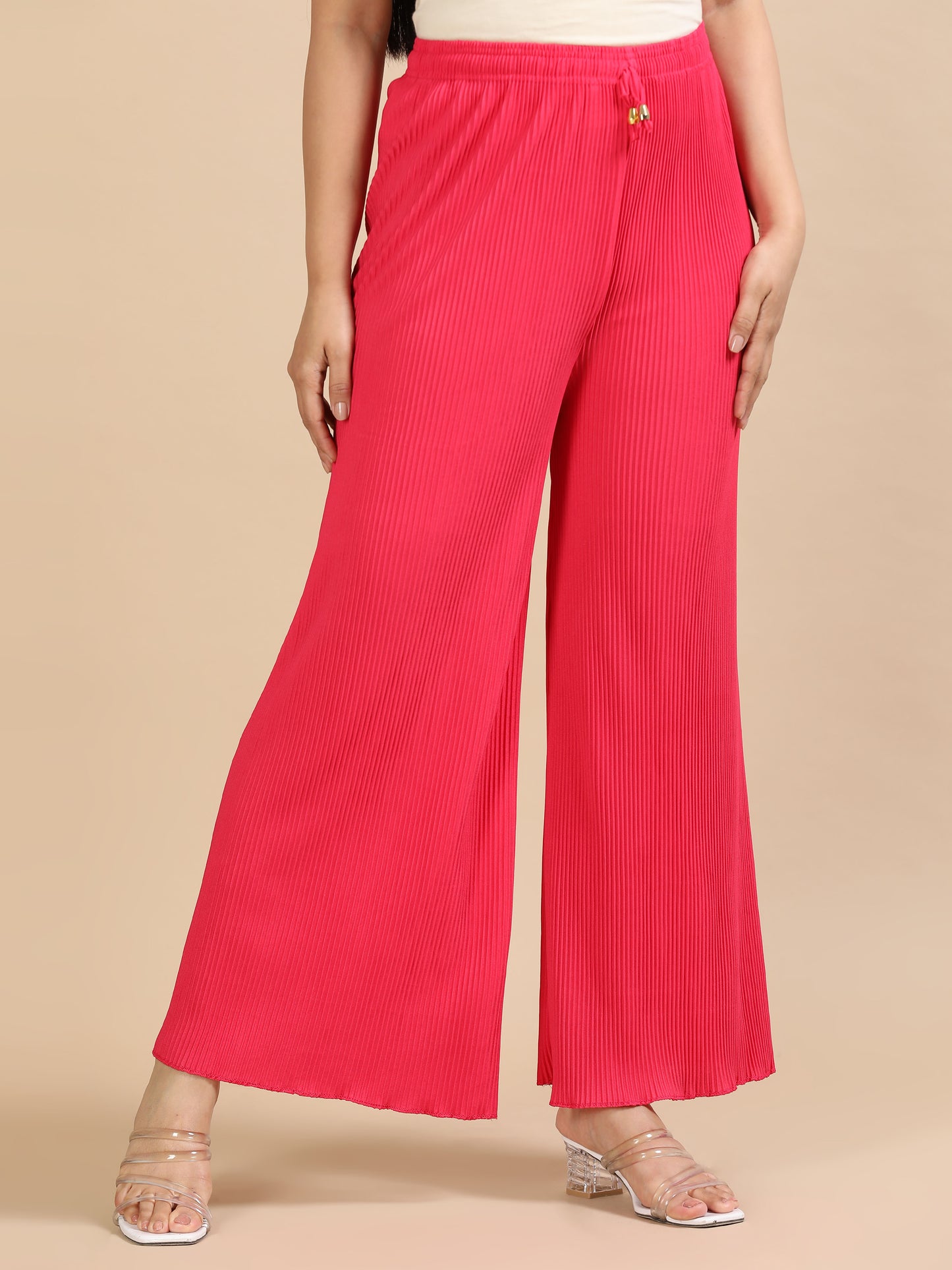 Bright Pink Pleated Palazzo Pants