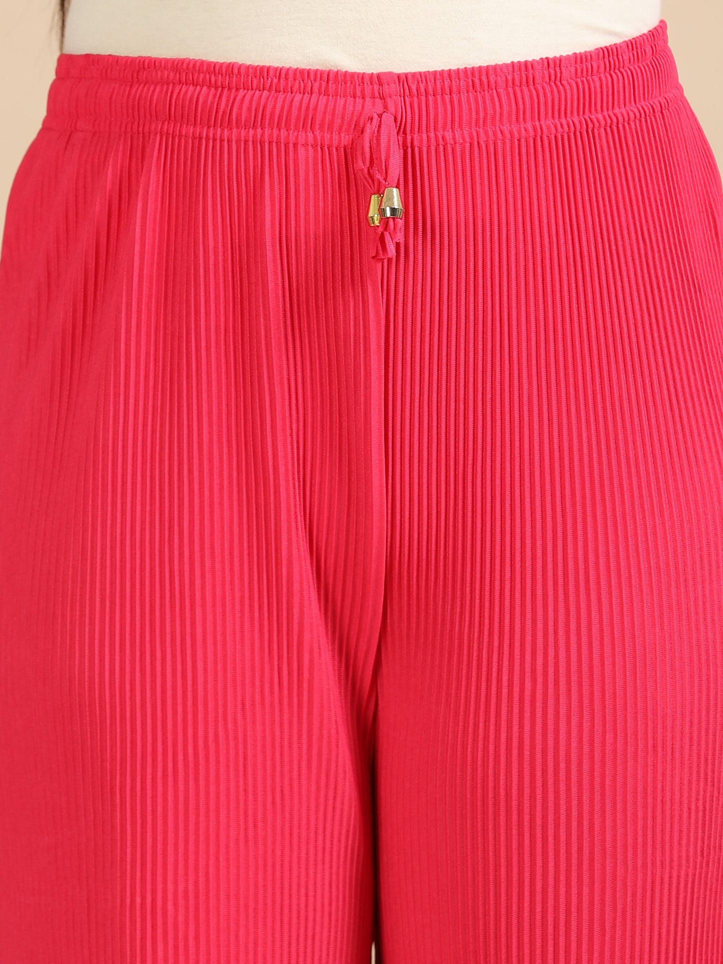 Bright Pink Pleated Palazzo Pants