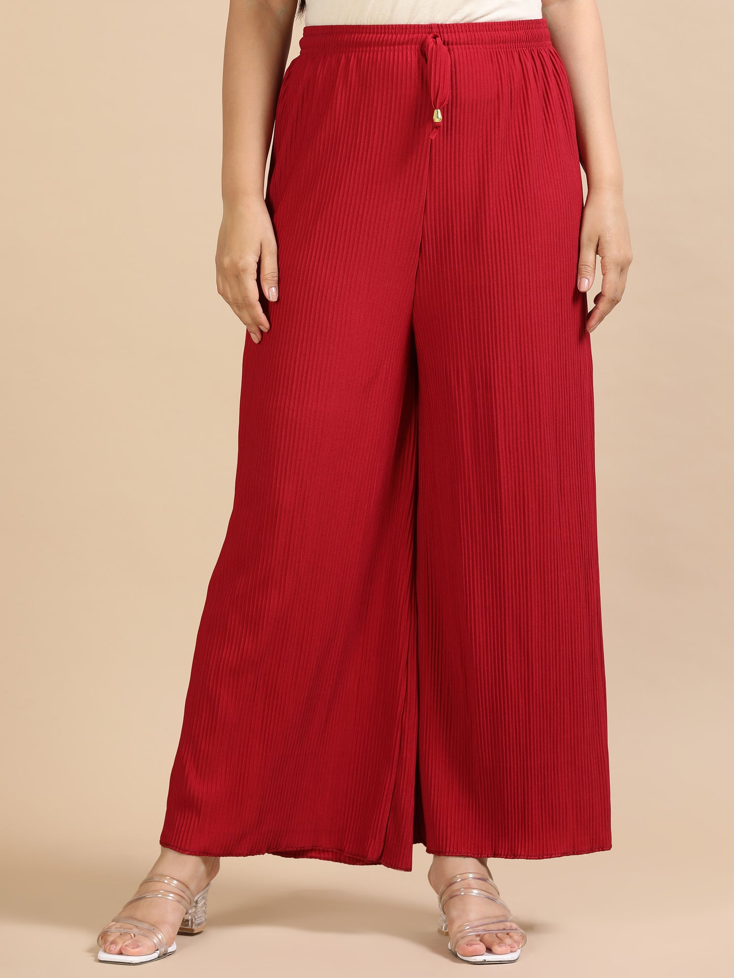 Women’s Solid Pleated Wide-Leg Palazzo Pants