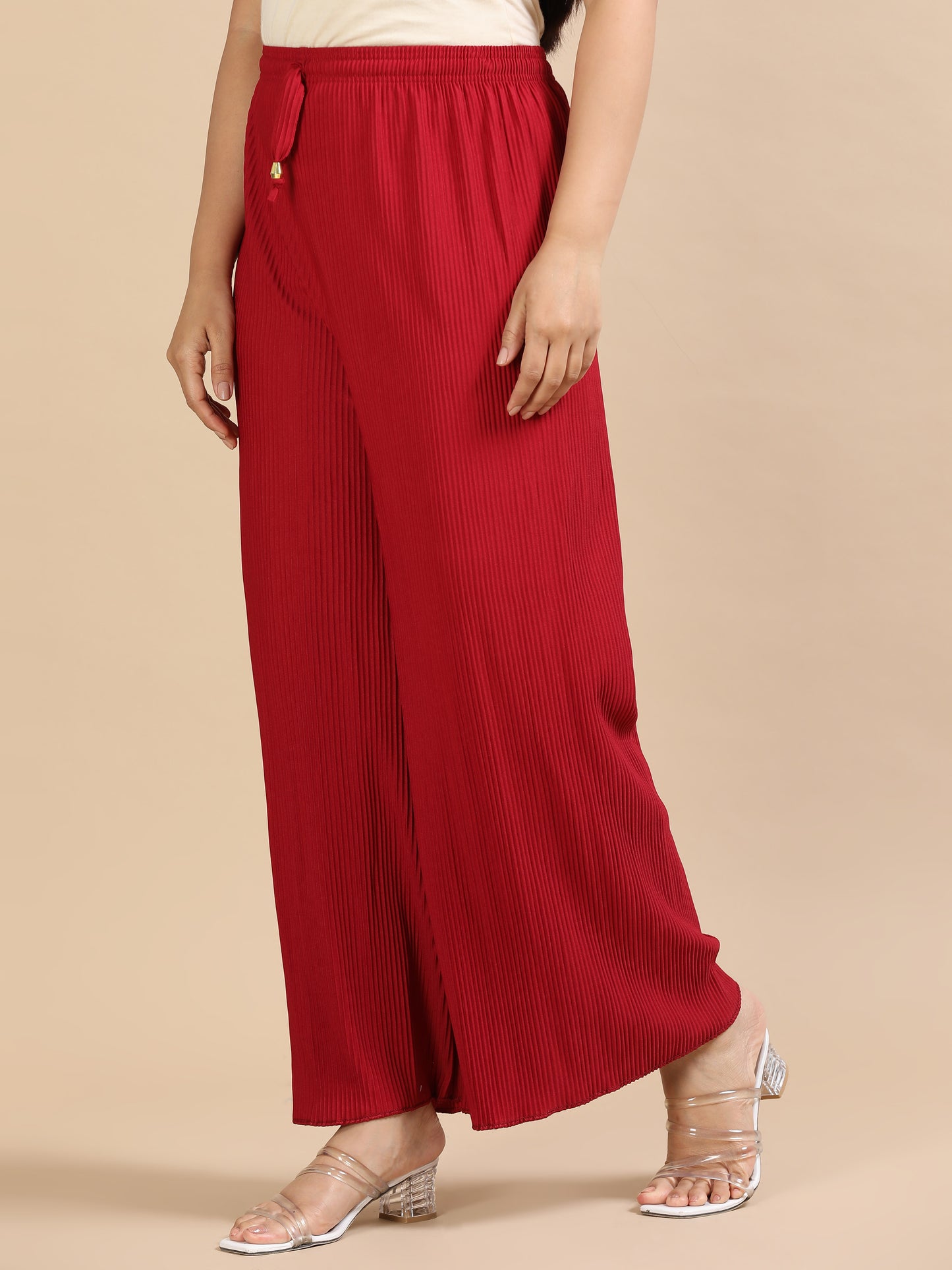 Women’s Solid Pleated Wide-Leg Palazzo Pants