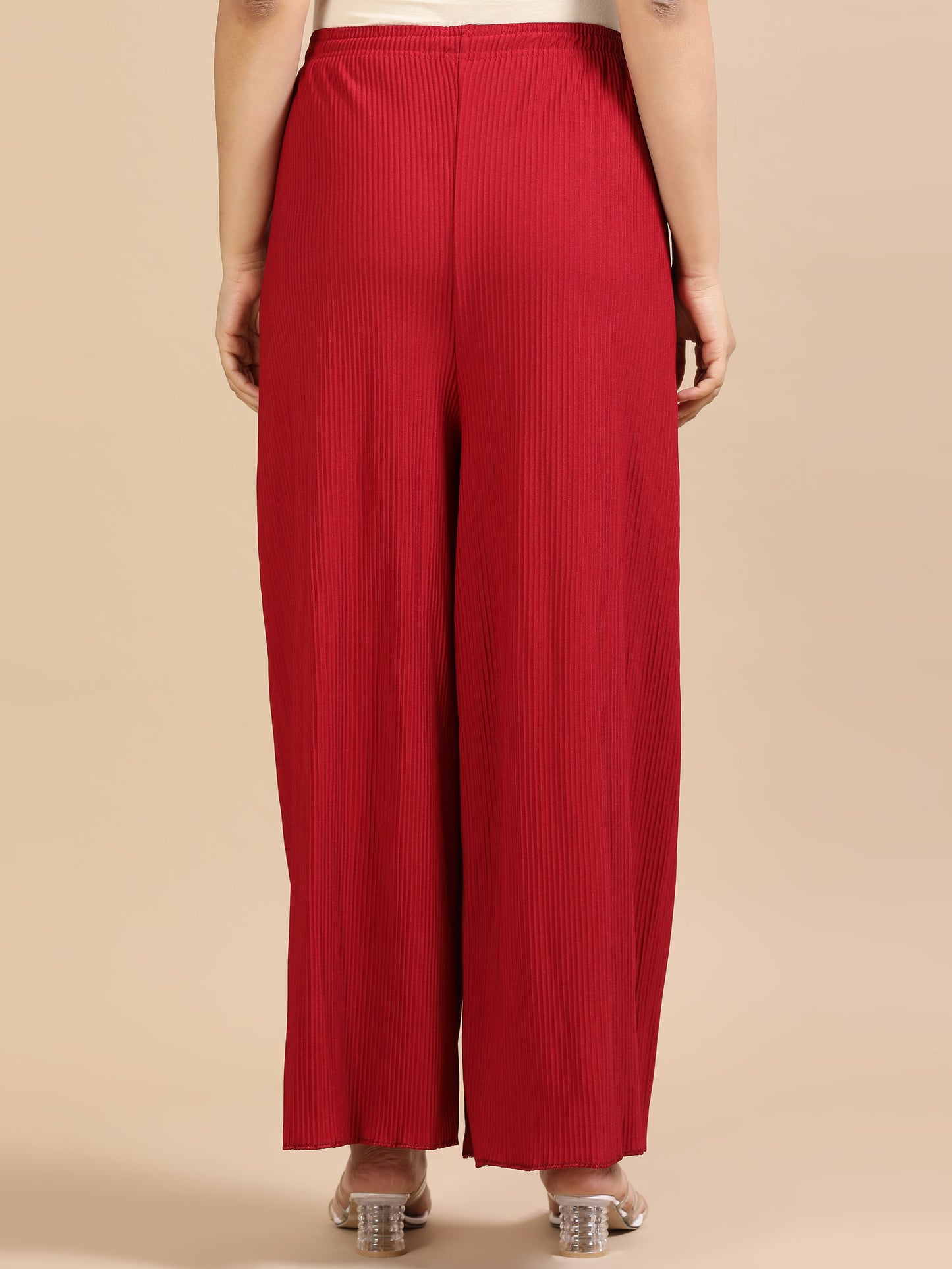 Women’s Solid Pleated Wide-Leg Palazzo Pants