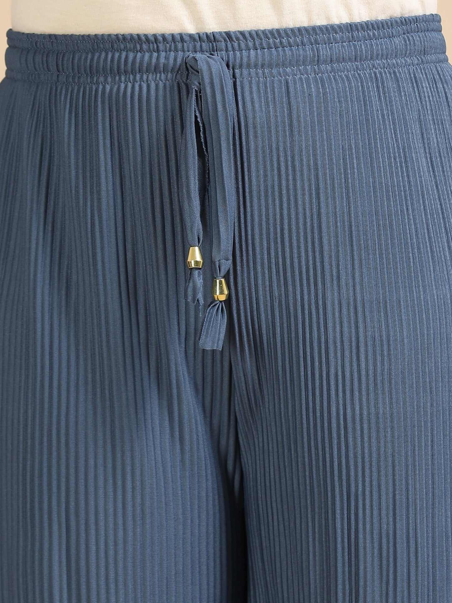 Dusty Blue Pleated Palazzo Pants