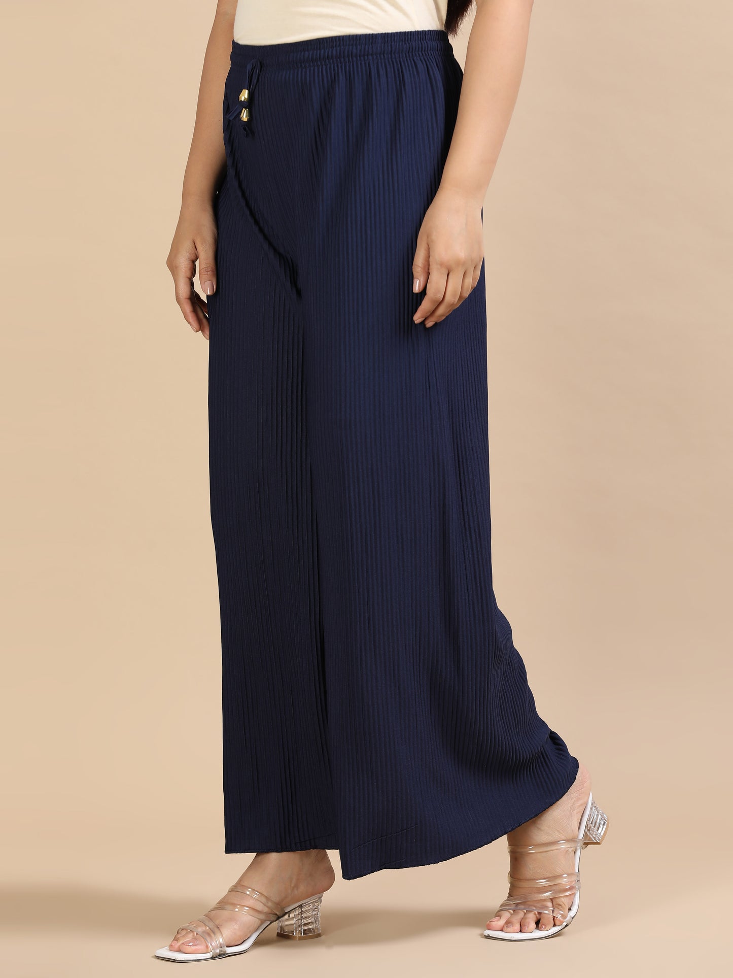 Women’s Solid Pleated Wide-Leg Palazzo Pants
