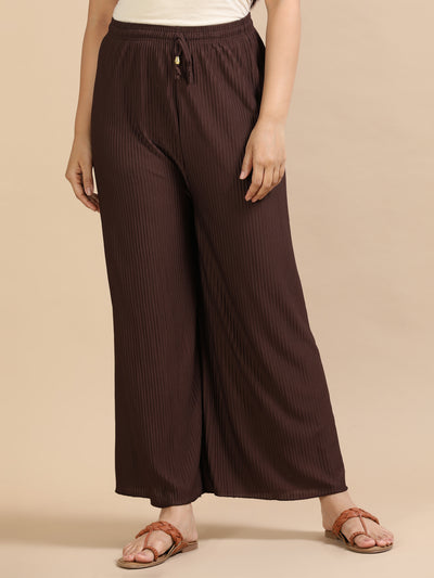 Chocolate Brown Pleated Palazzo Pants