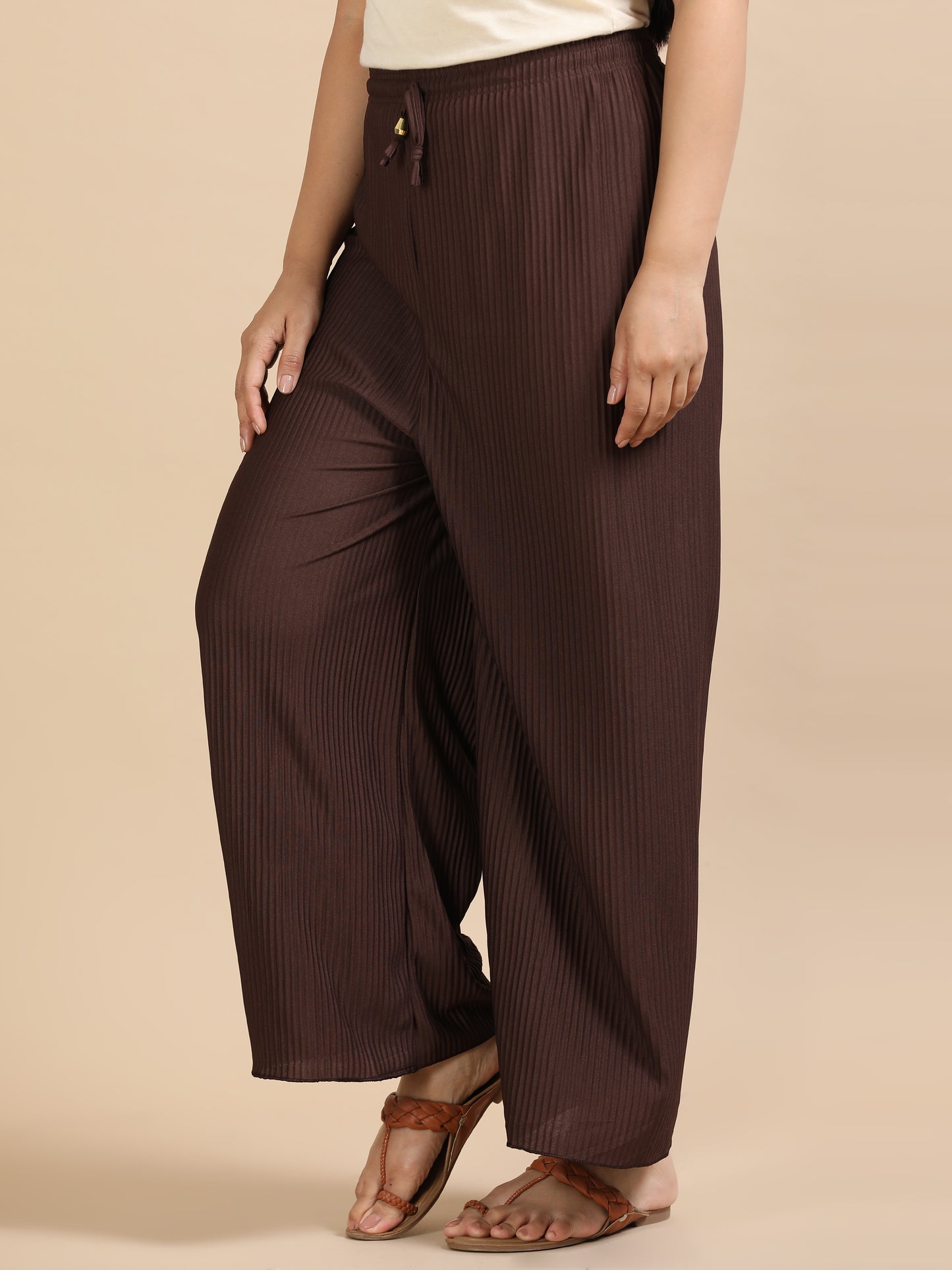 Chocolate Brown Pleated Palazzo Pants