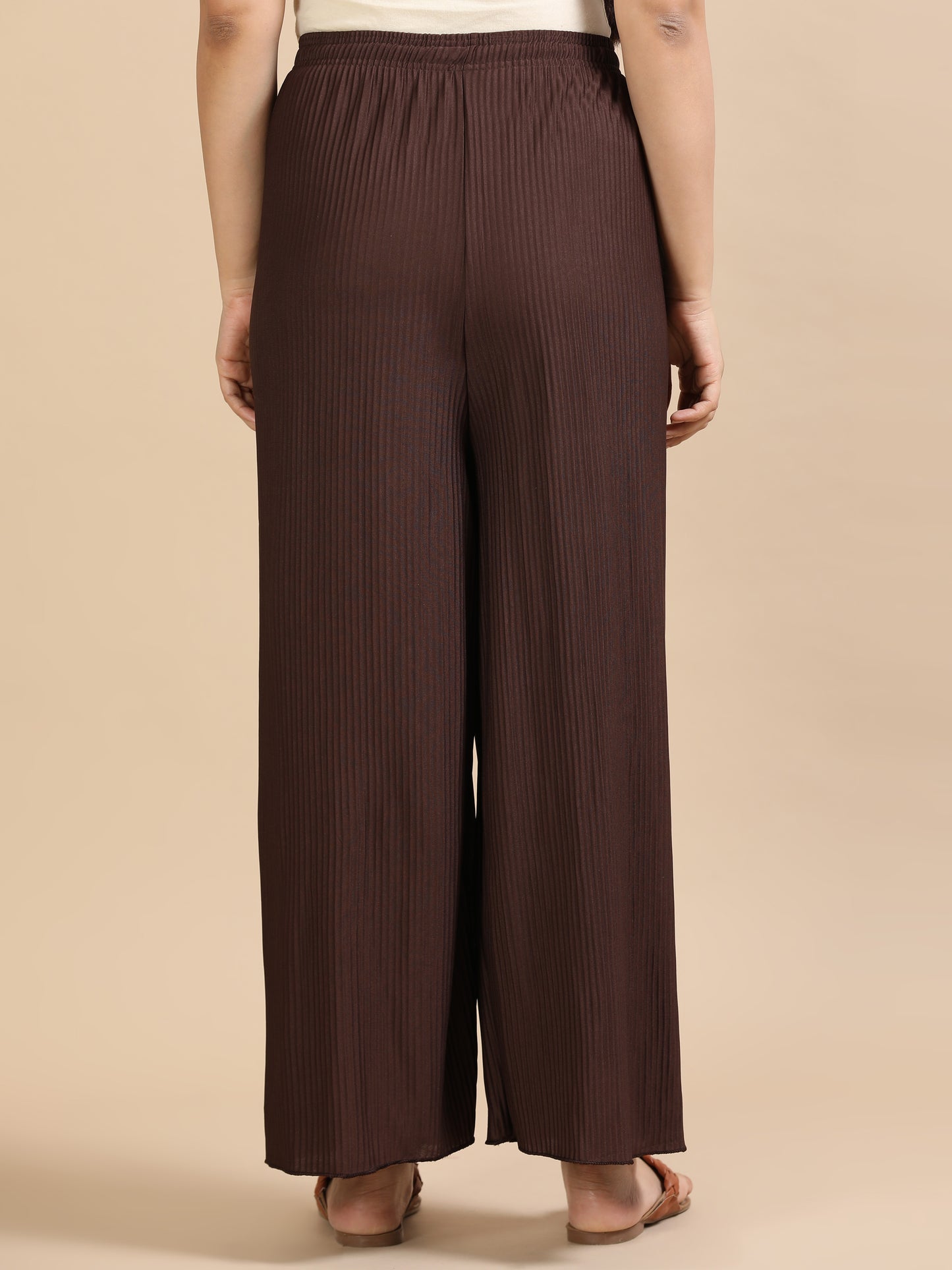 Chocolate Brown Pleated Palazzo Pants
