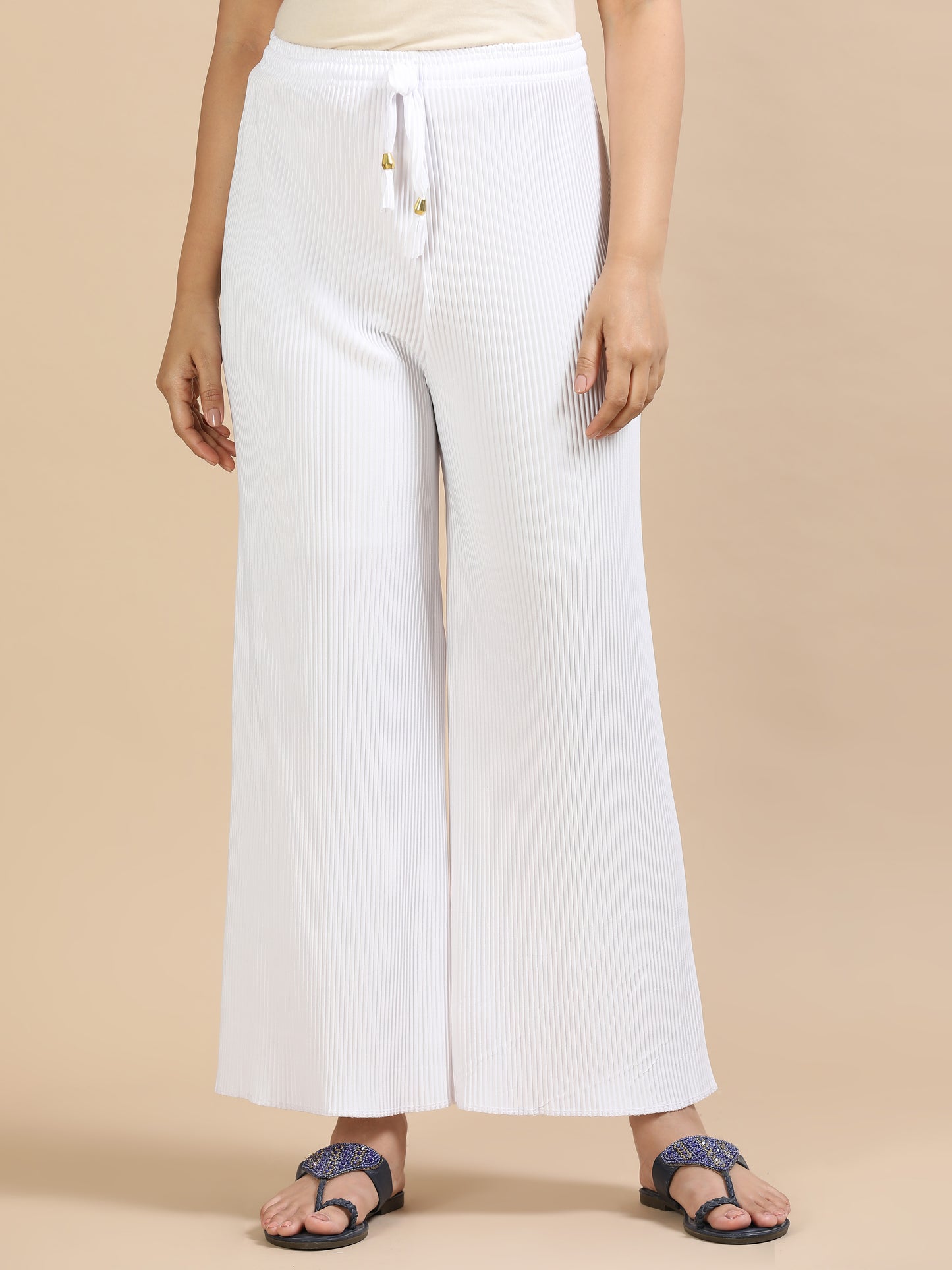 Women’s Solid Pleated Wide-Leg Palazzo Pants