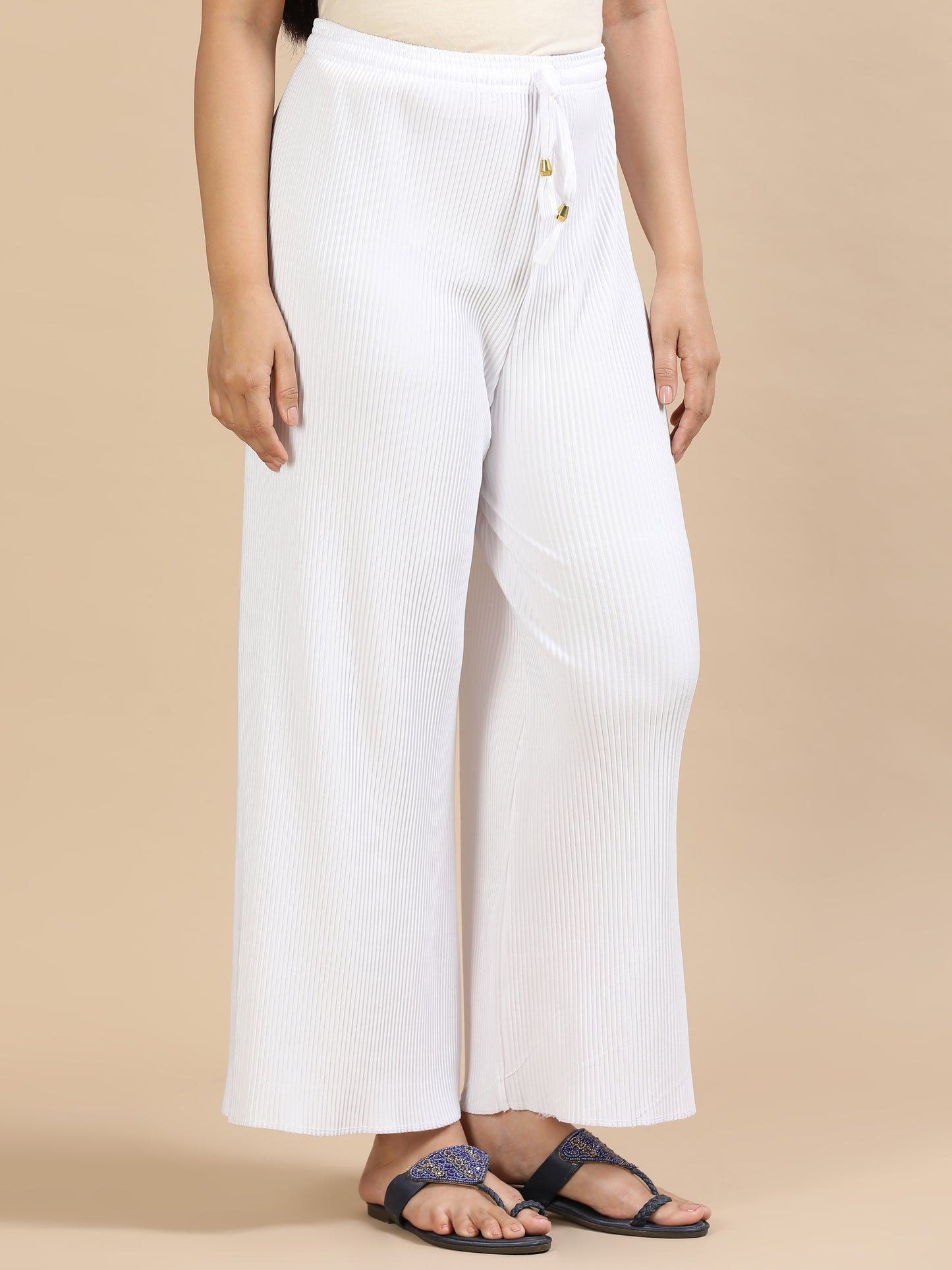 Women’s Solid Pleated Wide-Leg Palazzo Pants