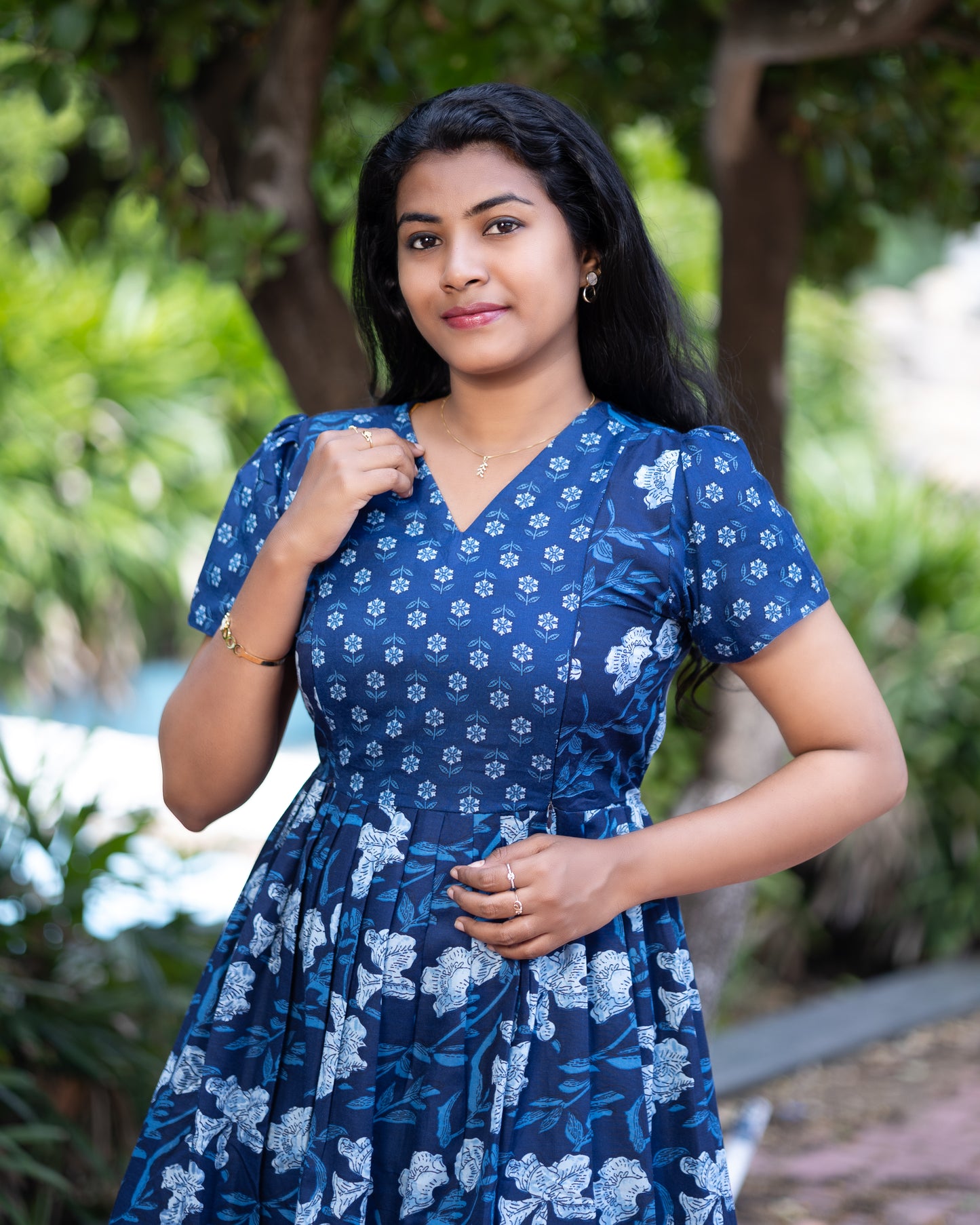 Feeding Women's Maxi Nighty – Full-Length Nightwear-Navy Blue