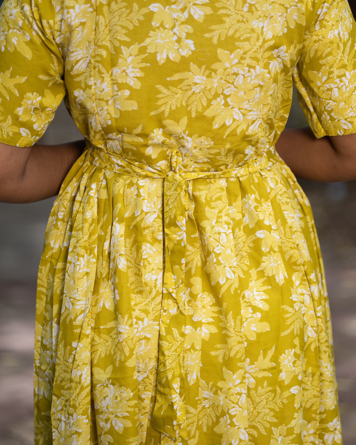 Feeding Dupatta Attached Zipper Maternity Wear – Mustard Yellow with White Floral