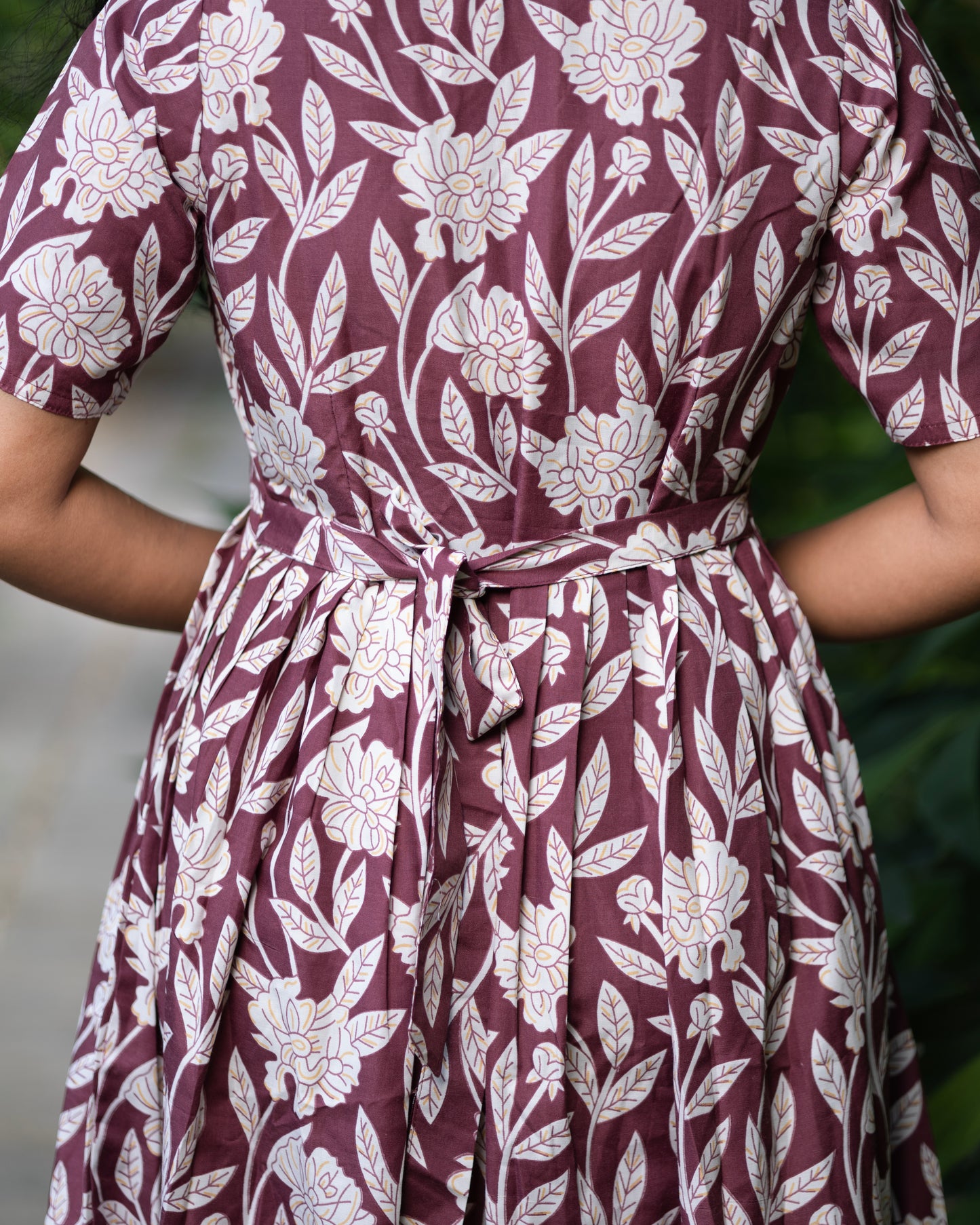 Feeding Dupatta Attached Zipper Maternity Wear – Brown with Cream Floral