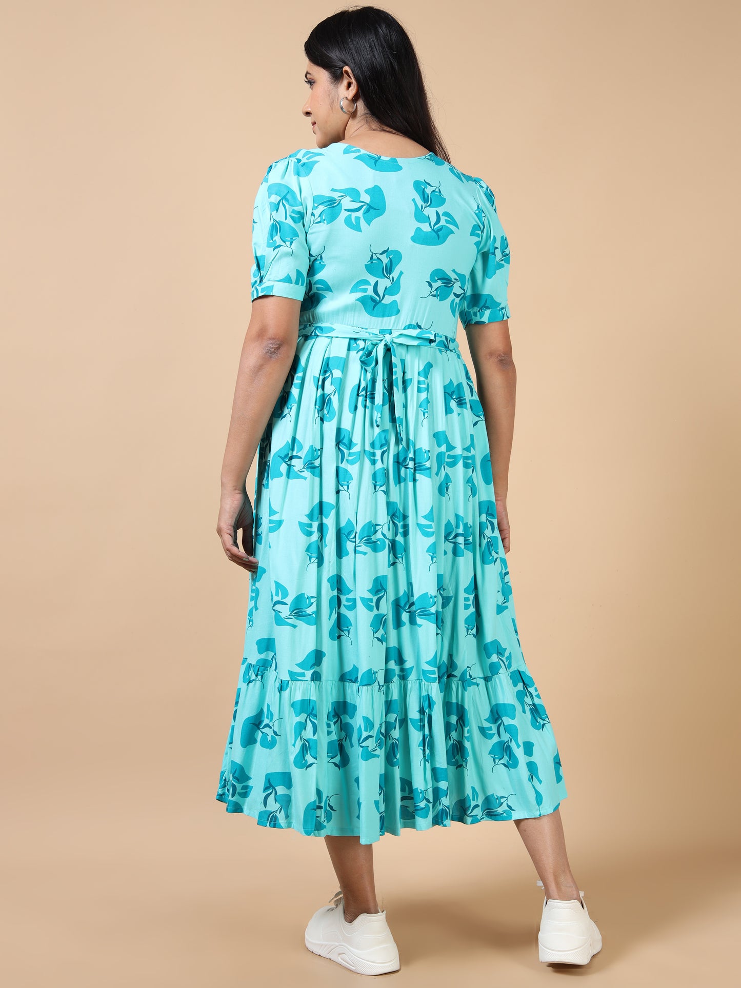 Feeding Aqua Blue Floral Maternity Kurti