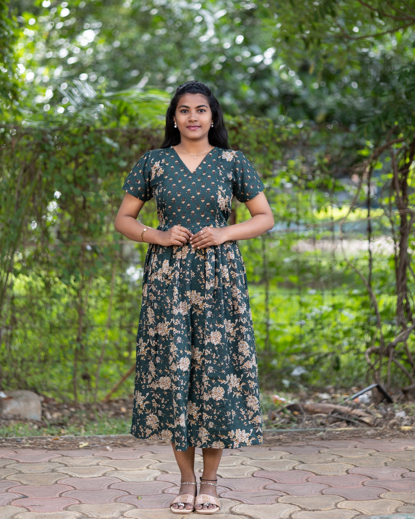 Feeding Women's Maxi Nighty – Full-Length Nightwear-Dark Green