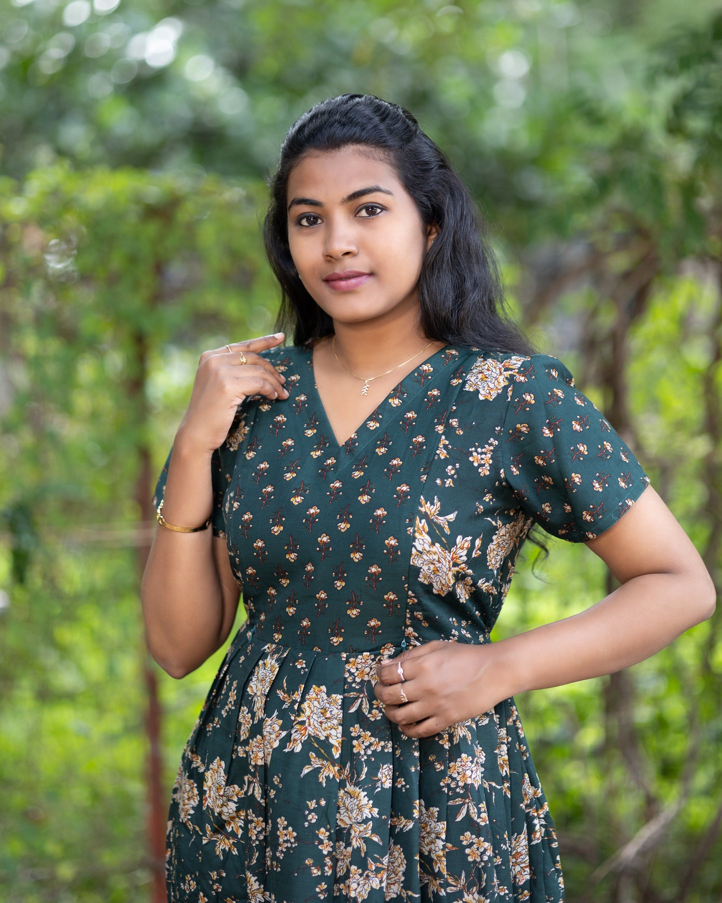 Feeding Women's Maxi Nighty – Full-Length Nightwear-Dark Green