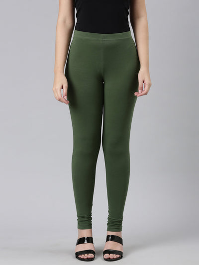 Bottle Green Ankle Fit Leggings for Women