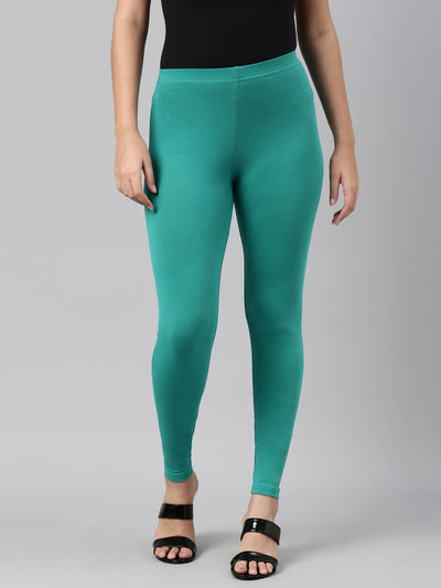 Peacock Green Ankle Fit Leggings for Women