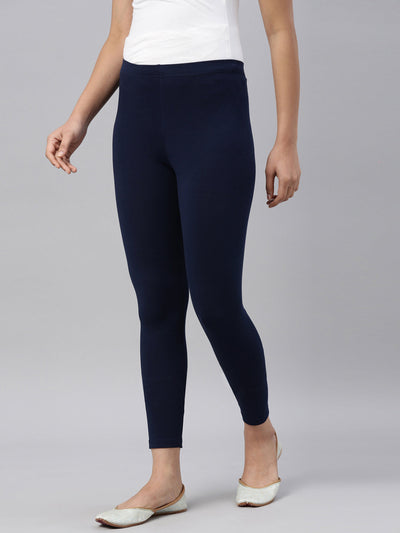 Navy Blue Ankle Fit Leggings for Women