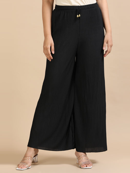 Classic Black Pleated Palazzo Pants
