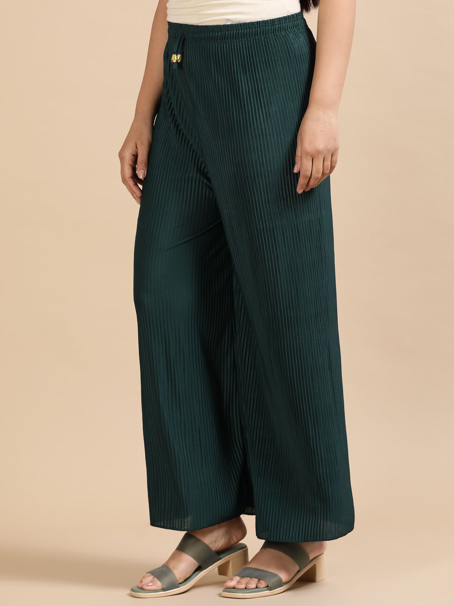 Emerald Green Pleated Palazzo Pants
