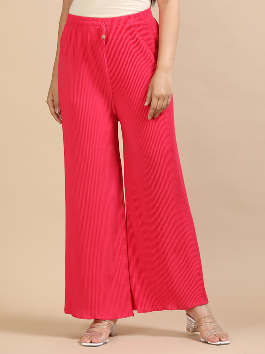 Bright Pink Pleated Palazzo Pants
