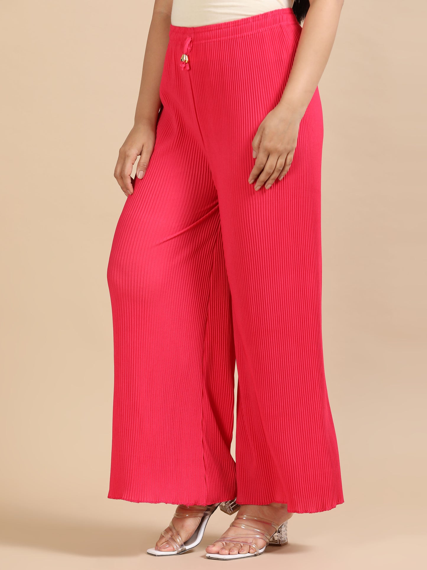Bright Pink Pleated Palazzo Pants