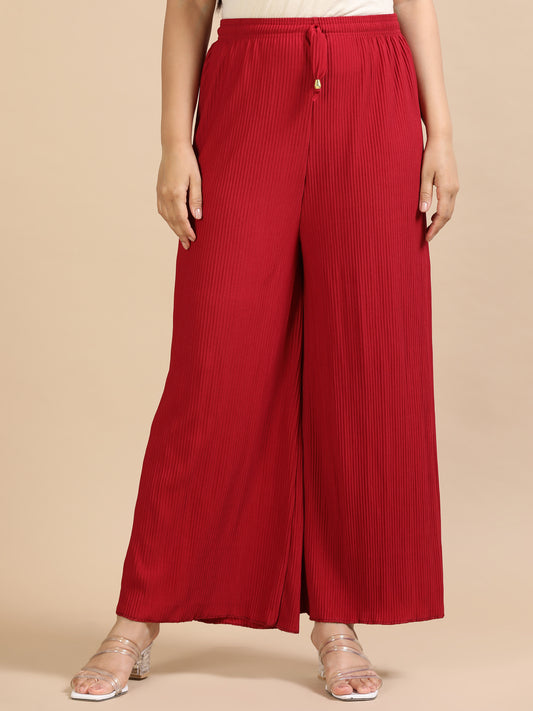 Women’s Solid Pleated Wide-Leg Palazzo Pants