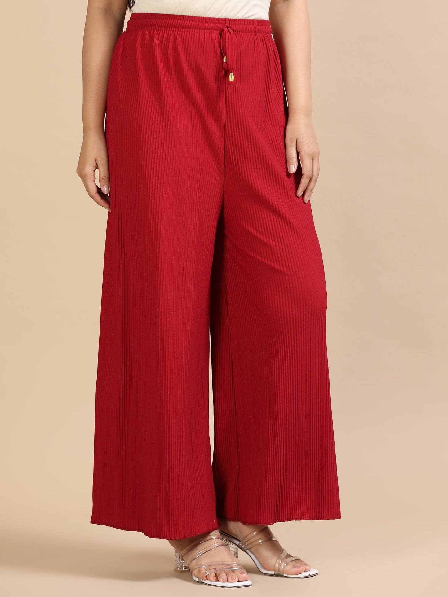 Women’s Solid Pleated Wide-Leg Palazzo Pants