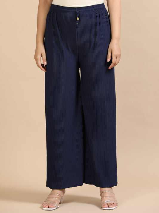 Women’s Solid Pleated Wide-Leg Palazzo Pants