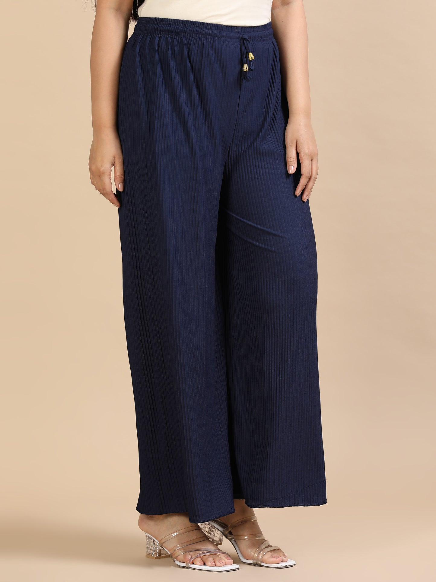 Women’s Solid Pleated Wide-Leg Palazzo Pants