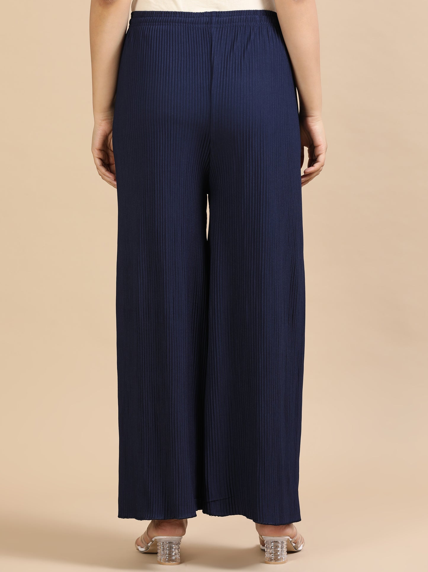 Women’s Solid Pleated Wide-Leg Palazzo Pants