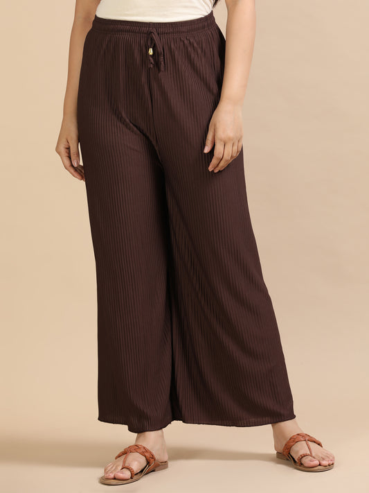 Chocolate Brown Pleated Palazzo Pants